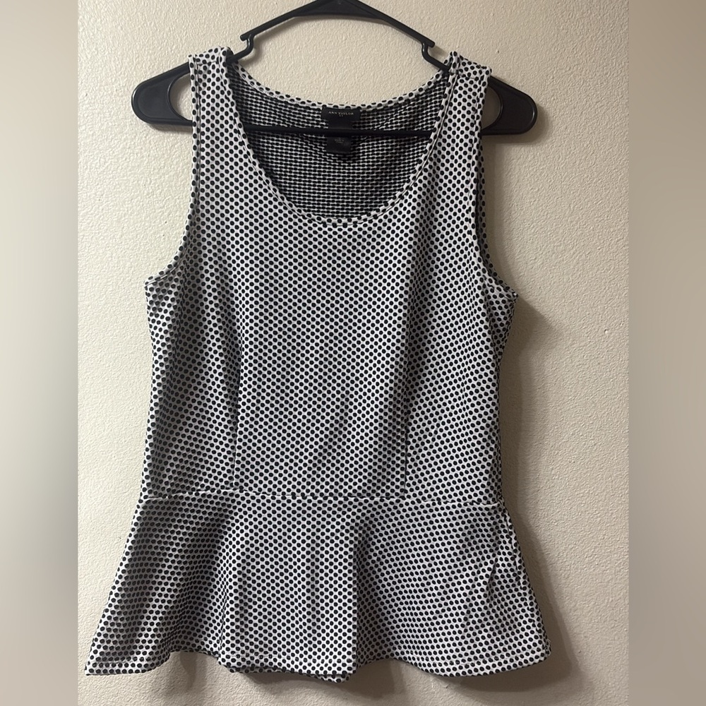 Ann Taylor Black and White Patterned Tank Top